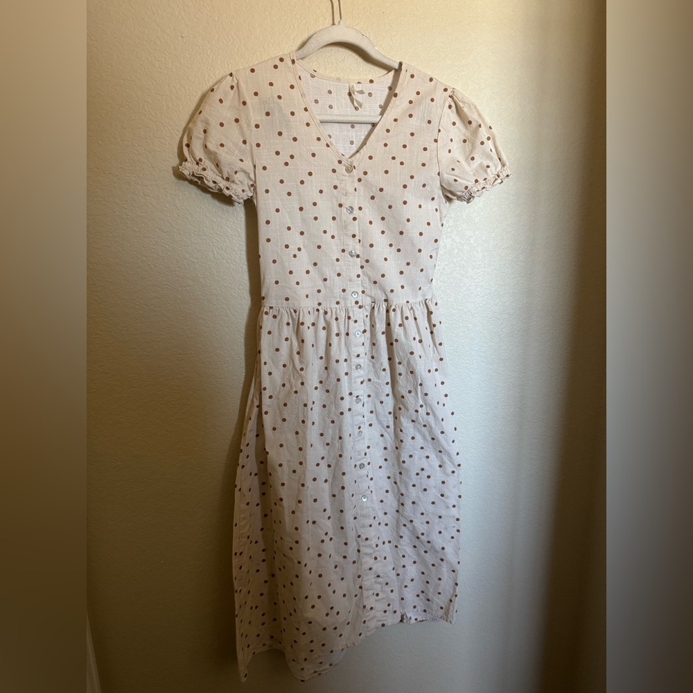 Rylee + Cru Polka Dot Button Midi Dress Size XS Cotton Cottage